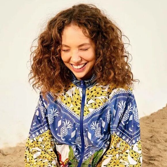 Farm Rio by Anthropologie MulticolorJacket Floral Windbreaker Size L - Picture 2 of 7